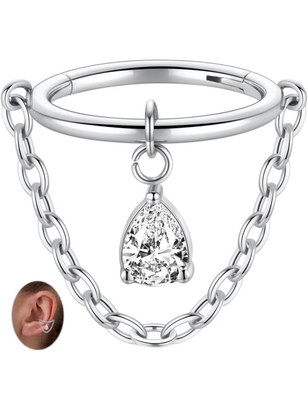 Stylish Dangle Conch & Helix Hoop Earrings | Surgical Steel Nose & Tragus